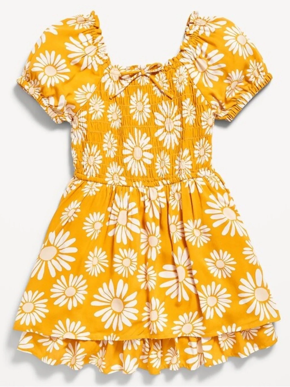Girls Old Navy Floral Printed Puff Sleeve Smocked Dress w/Shorts Size L 10/12